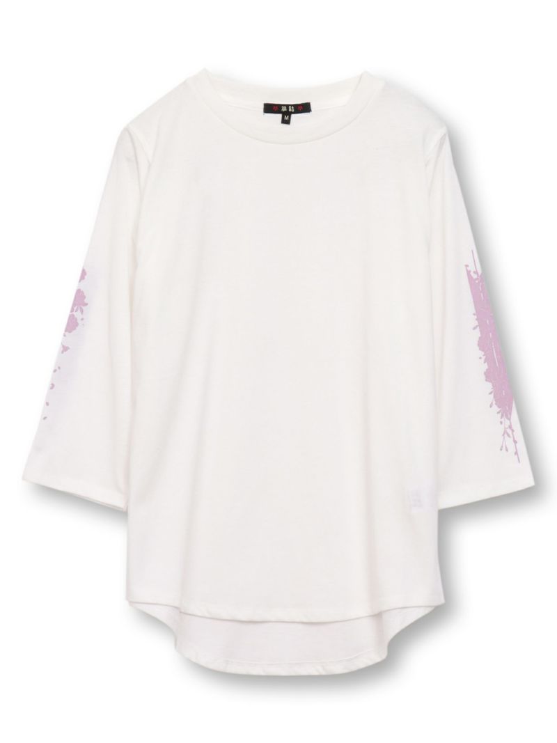 【雅結】矢絣と桜刺繍フードベスト×7分袖Tシャツ アンサンブル