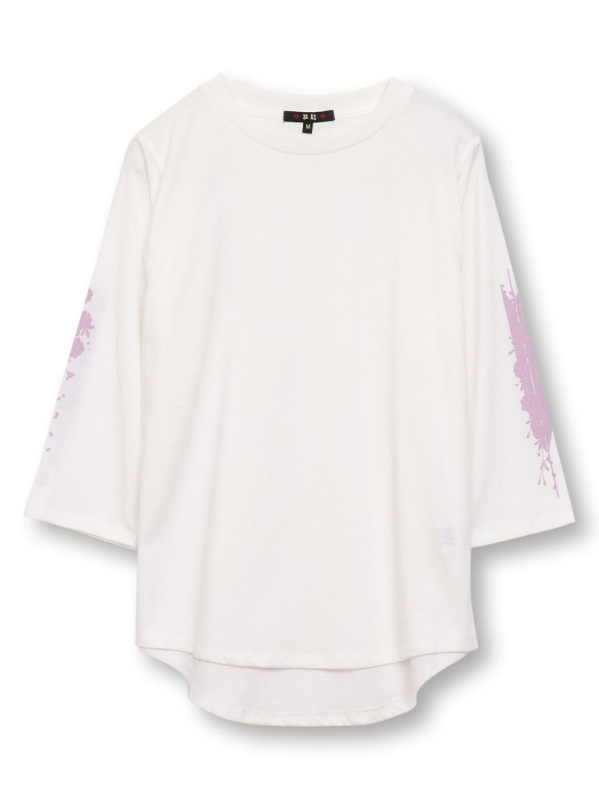 【雅結】矢絣と桜刺繍フードベスト×7分袖Tシャツ アンサンブル