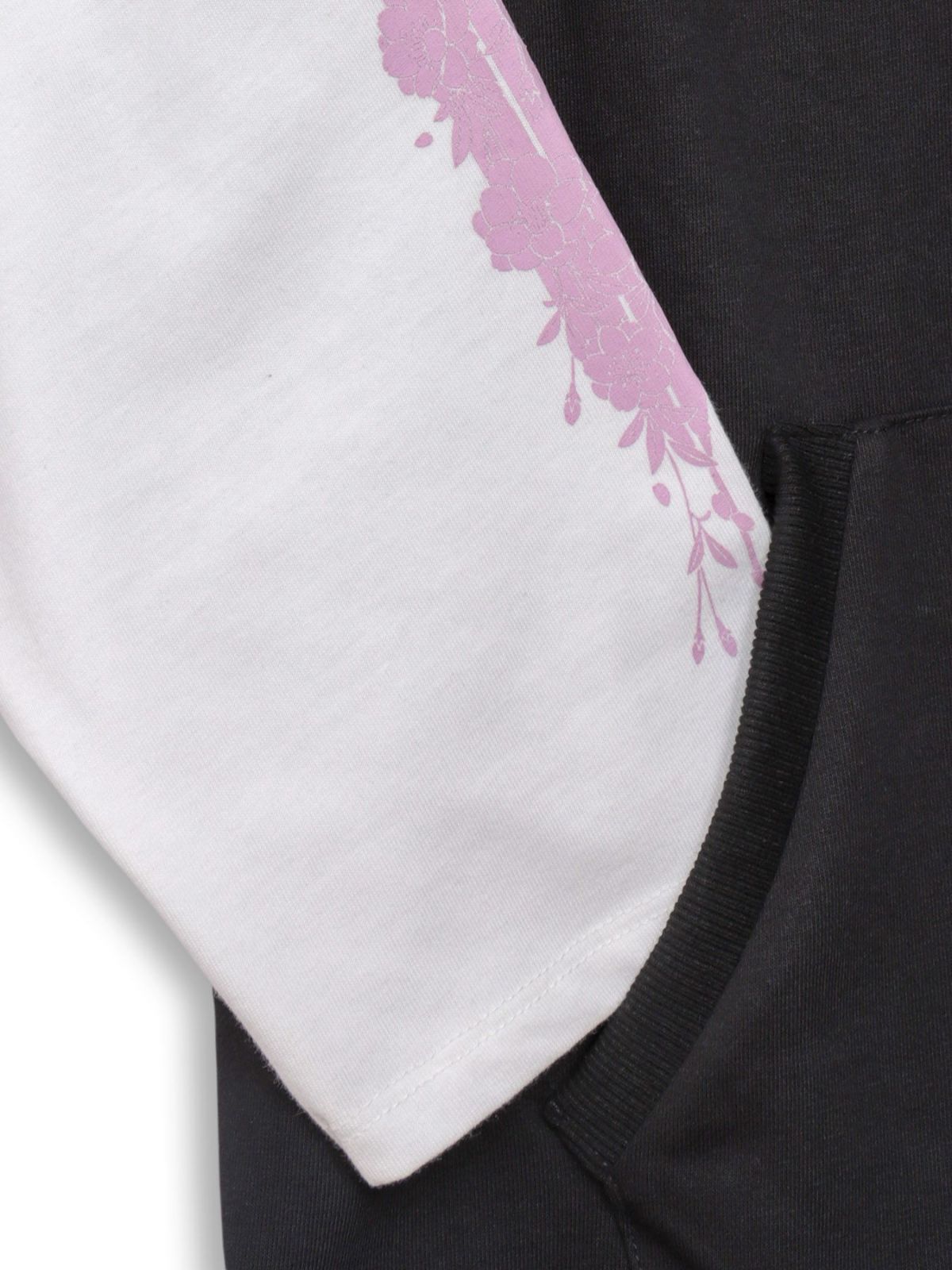 【雅結】矢絣と桜刺繍フードベスト×7分袖Tシャツ アンサンブル