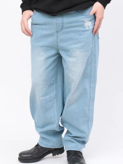 【moz】<br>エルク ワンポイント刺繍入りバレルレッグパンツ〔別注〕