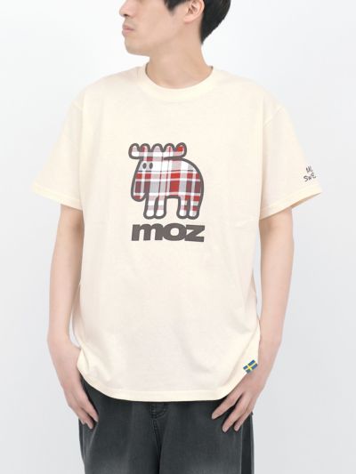 【moz】<br>チェックエルクプリントTシャツ〔別注〕