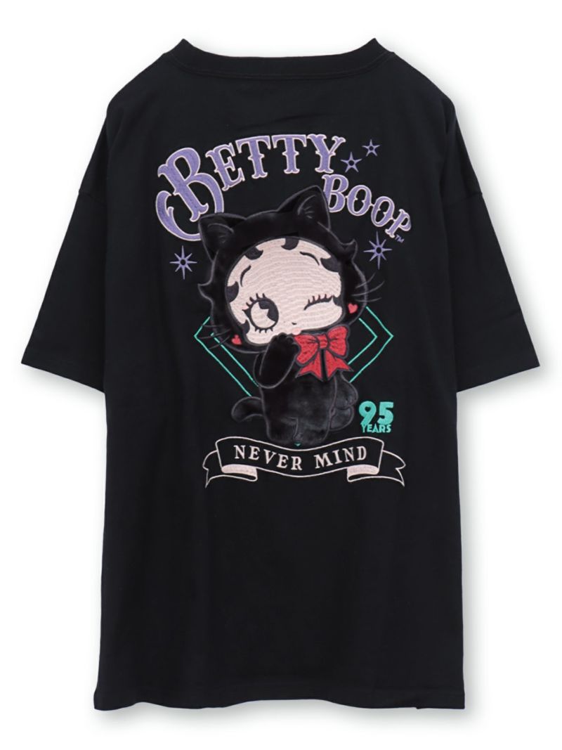 【BETTY BOOP】“黒猫ベイビーベティ”総刺繍Tシャツ