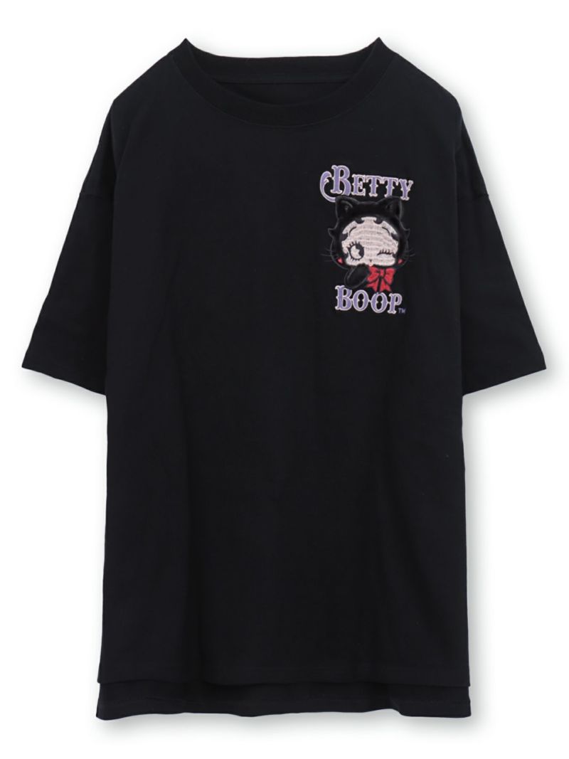【BETTY BOOP】“黒猫ベイビーベティ”総刺繍Tシャツ