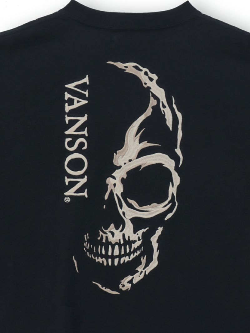 【VANSON】“スカル＆クロスボーン”総刺繍Tシャツ〔別注〕