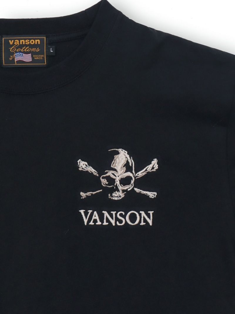 【VANSON】“スカル＆クロスボーン”総刺繍Tシャツ〔別注〕