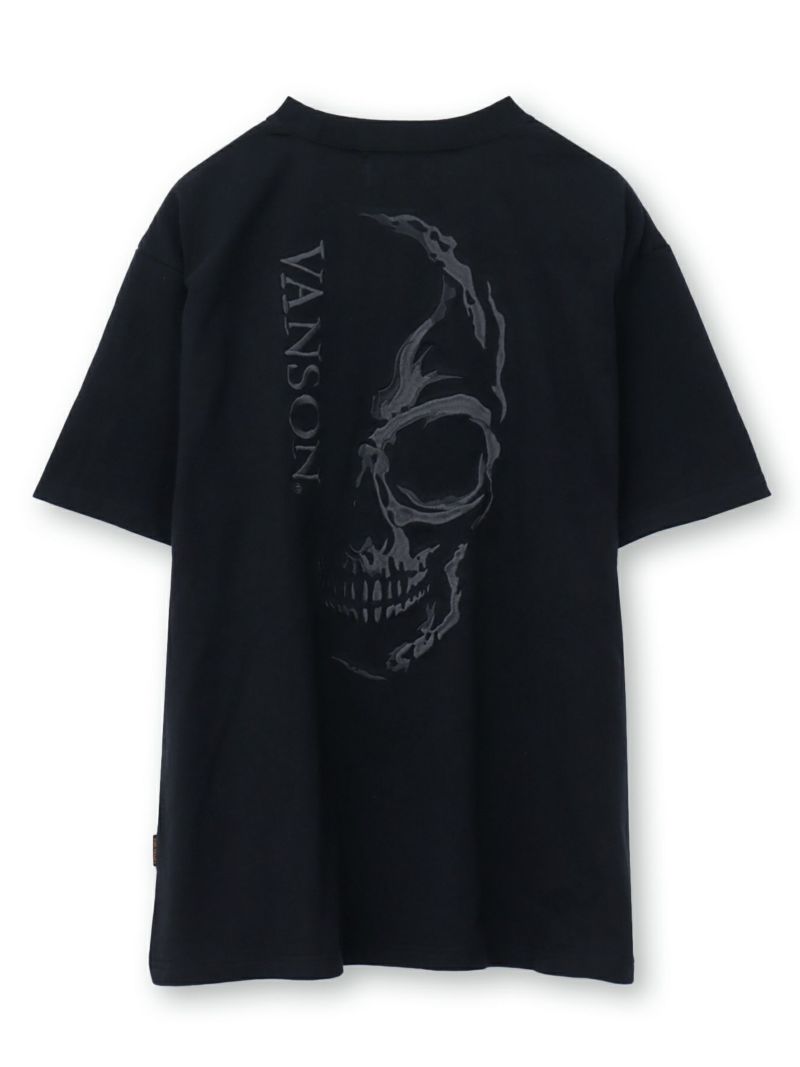 【VANSON】“スカル＆クロスボーン”総刺繍Tシャツ〔別注〕