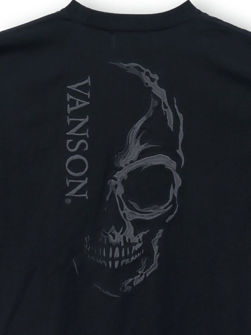 【VANSON】“スカル＆クロスボーン”総刺繍Tシャツ〔別注〕