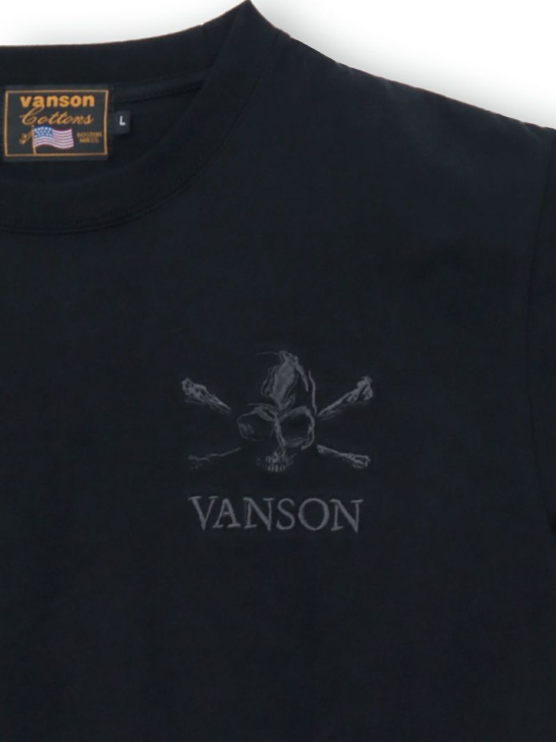【VANSON】“スカル＆クロスボーン”総刺繍Tシャツ〔別注〕