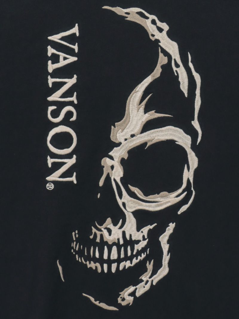 【VANSON】“スカル＆クロスボーン”総刺繍Tシャツ〔別注〕
