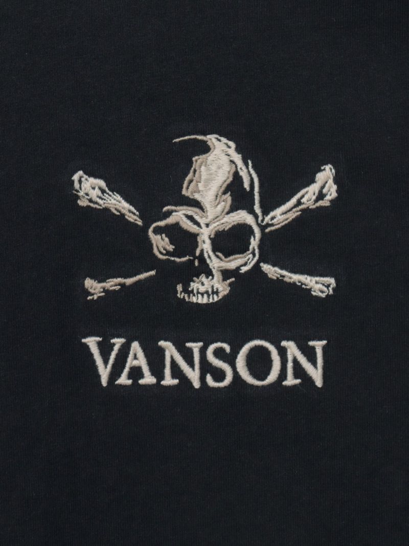 【VANSON】“スカル＆クロスボーン”総刺繍Tシャツ〔別注〕