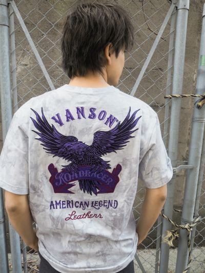 【VANSON】<br>イーグル刺繍入りTシャツ〔別注〕
