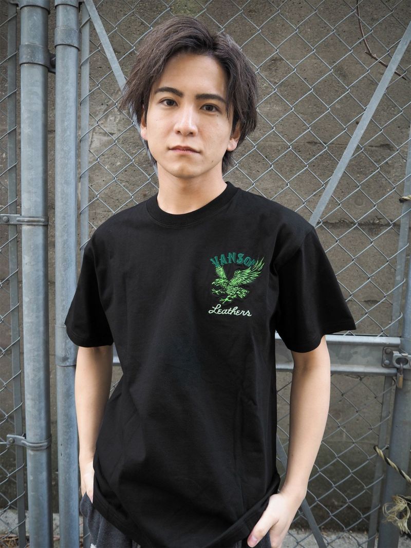 【VANSON】イーグル刺繍入りTシャツ〔別注〕