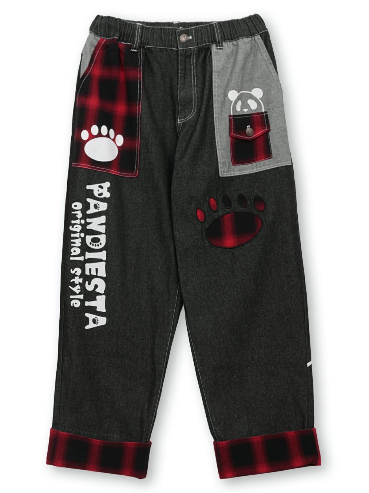 【PANDIESTA JAPAN】チェック切替ワイドデニムパンツ〔別注〕