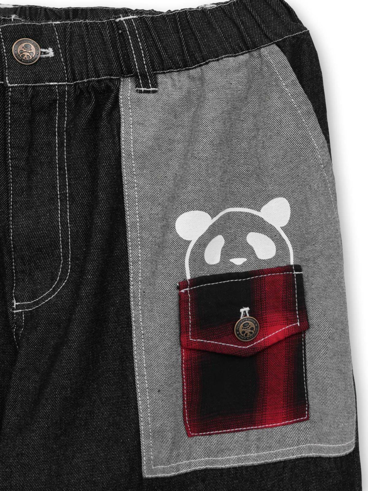 【PANDIESTA JAPAN】チェック切替ワイドデニムパンツ〔別注〕