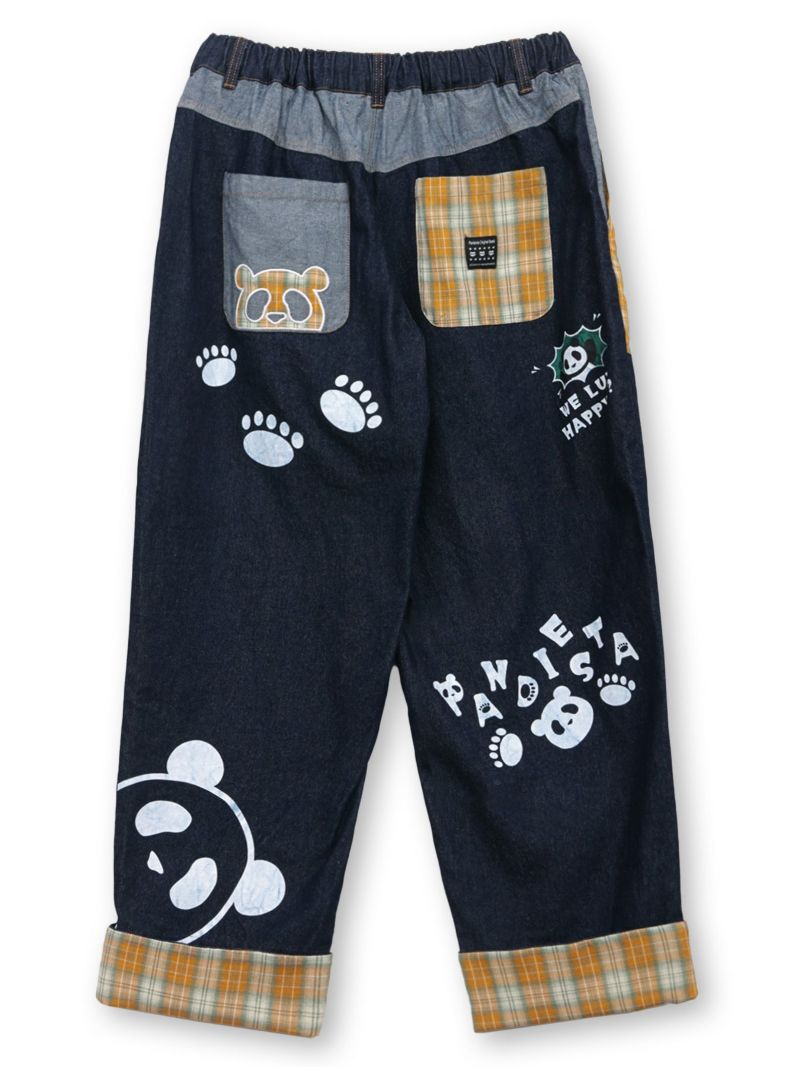 【PANDIESTA JAPAN】チェック切替ワイドデニムパンツ〔別注〕