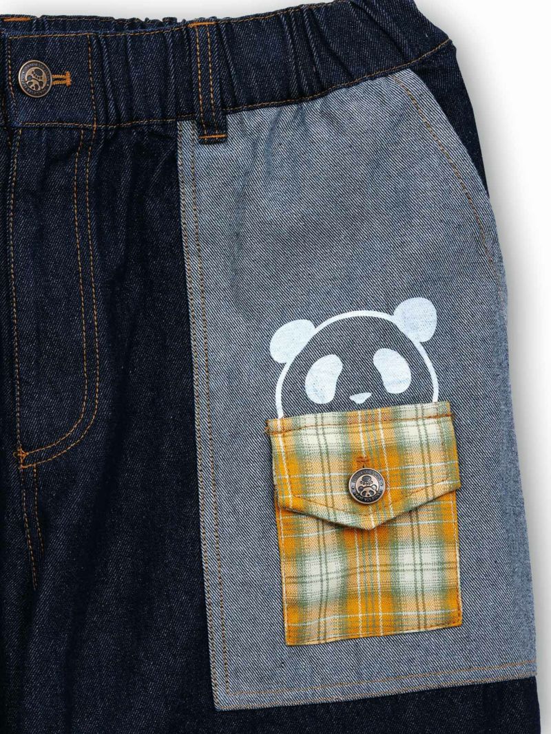 【PANDIESTA JAPAN】チェック切替ワイドデニムパンツ〔別注〕