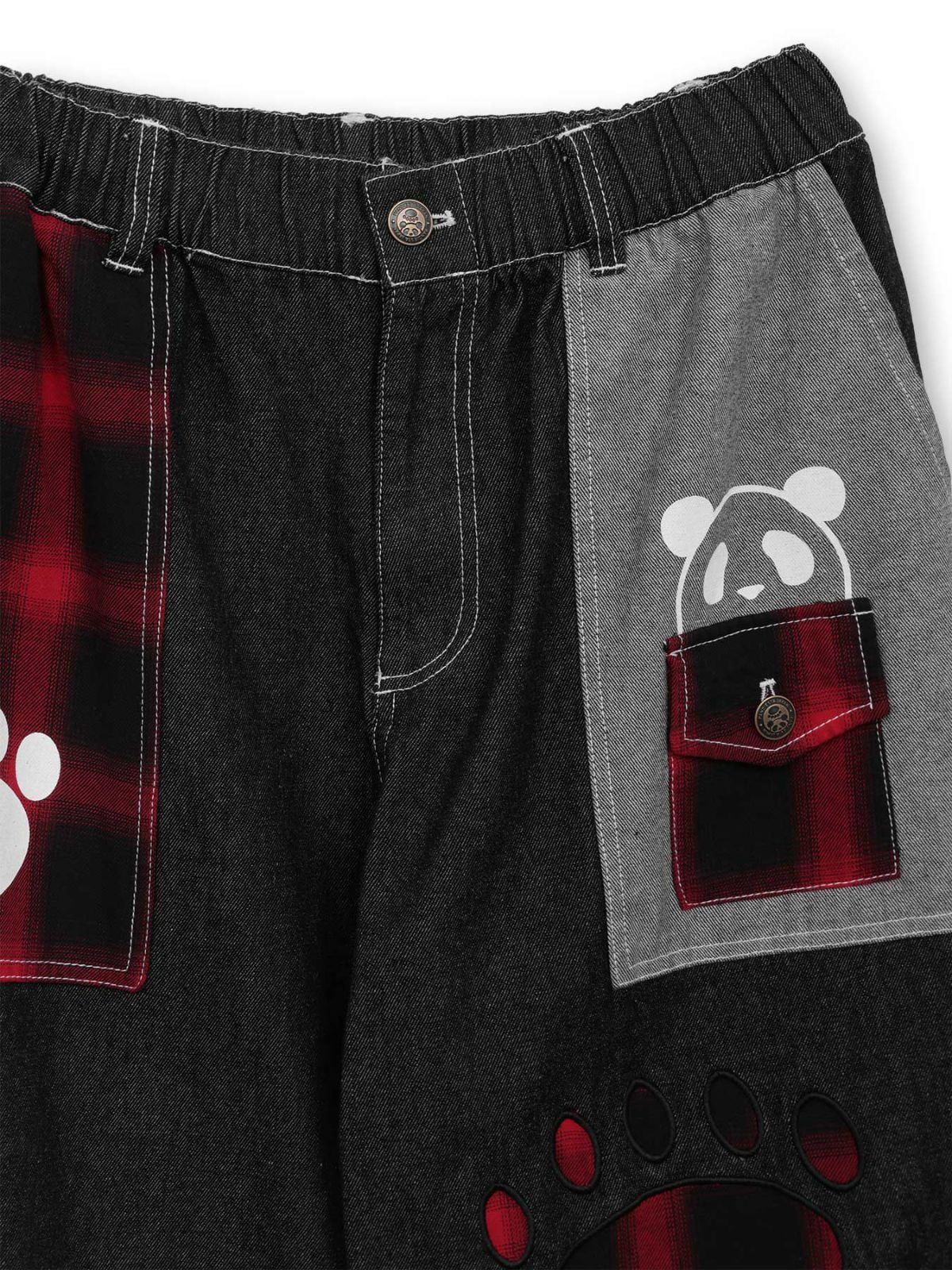 【PANDIESTA JAPAN】チェック切替ワイドデニムパンツ〔別注〕