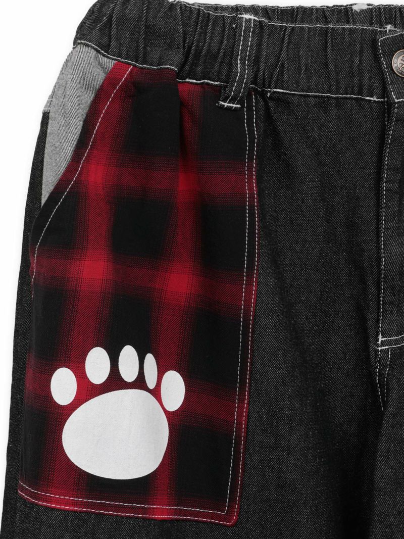 【PANDIESTA JAPAN】チェック切替ワイドデニムパンツ〔別注〕