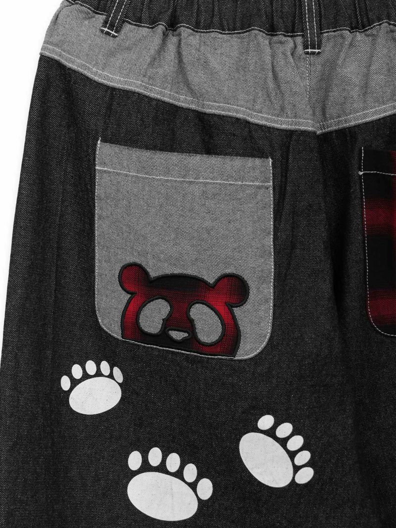 【PANDIESTA JAPAN】チェック切替ワイドデニムパンツ〔別注〕