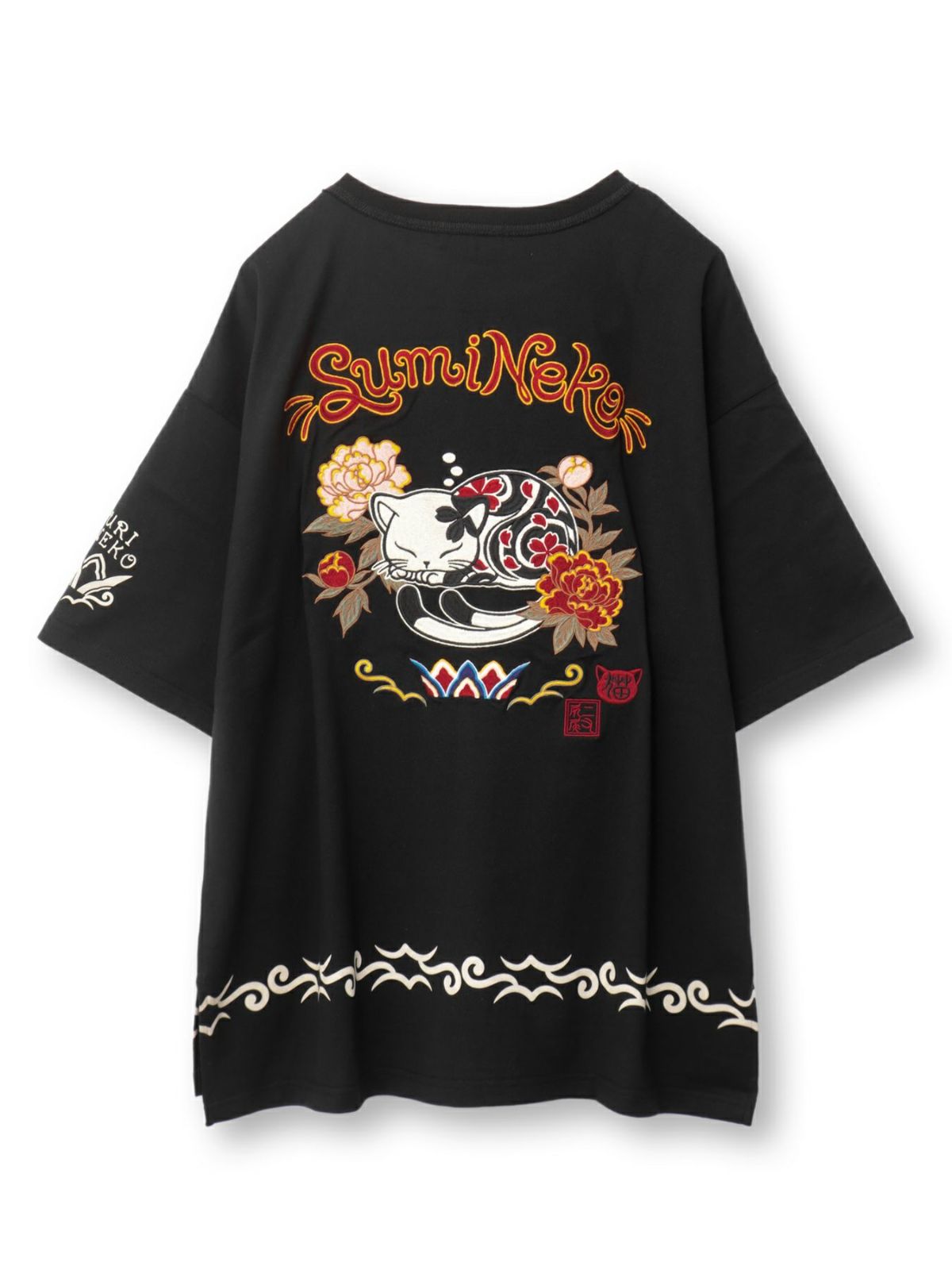 【SUMINEKO】“眠り猫”刺繍入りBIGシルエットTシャツ