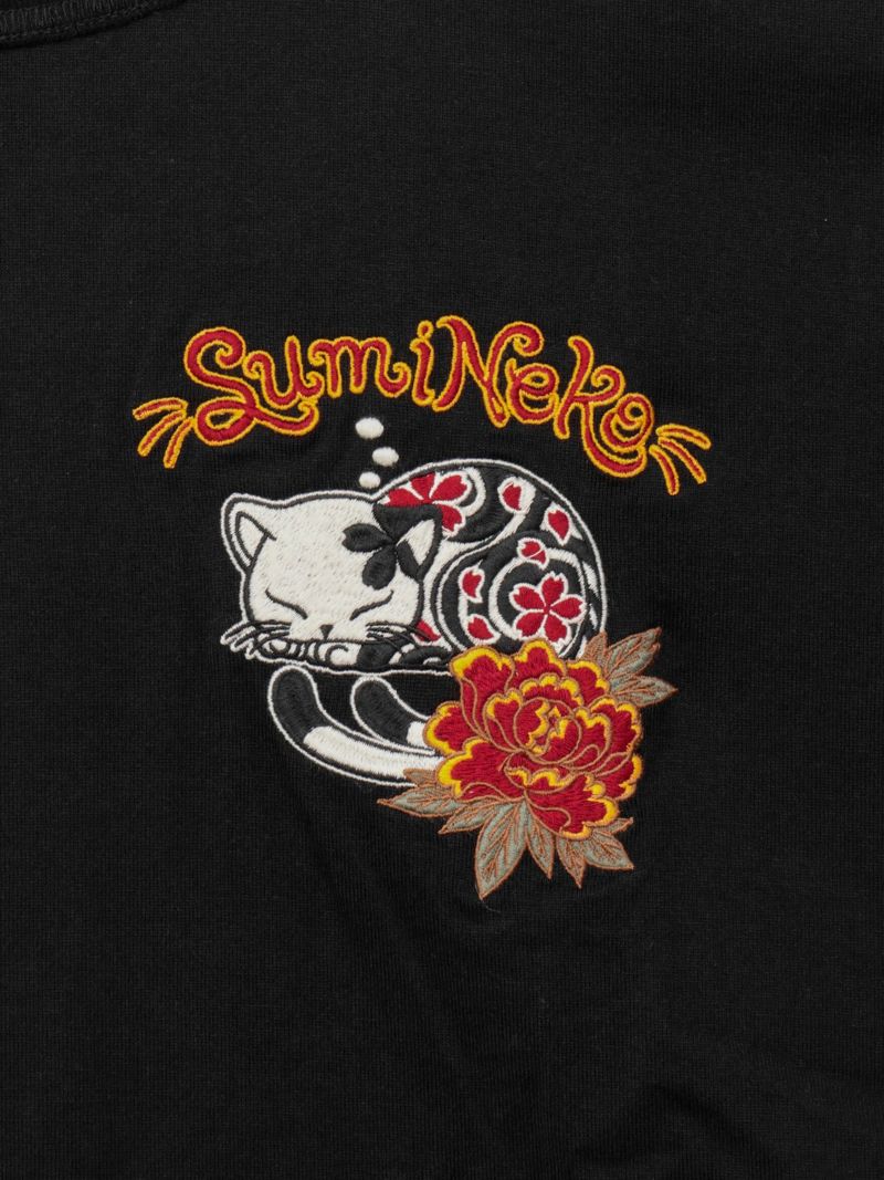 【SUMINEKO】“眠り猫”刺繍入りBIGシルエットTシャツ