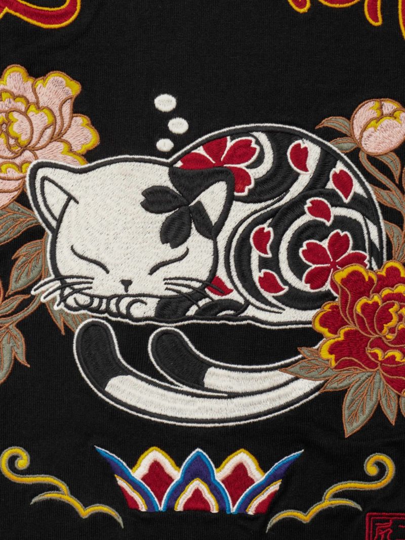 【SUMINEKO】“眠り猫”刺繍入りBIGシルエットTシャツ