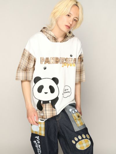 【PANDIESTA JAPAN】<br>チェック切替BIGシルエット プルパーカー