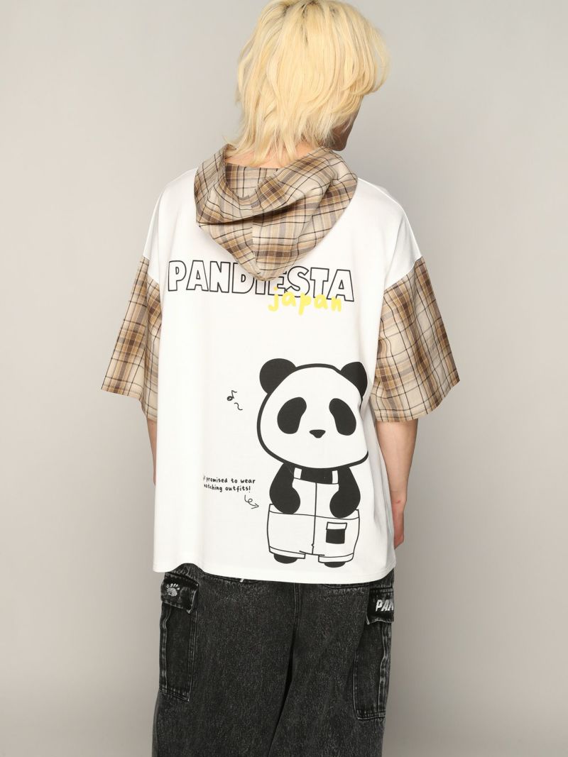 【PANDIESTA JAPAN】チェック切替BIGシルエット プルパーカー