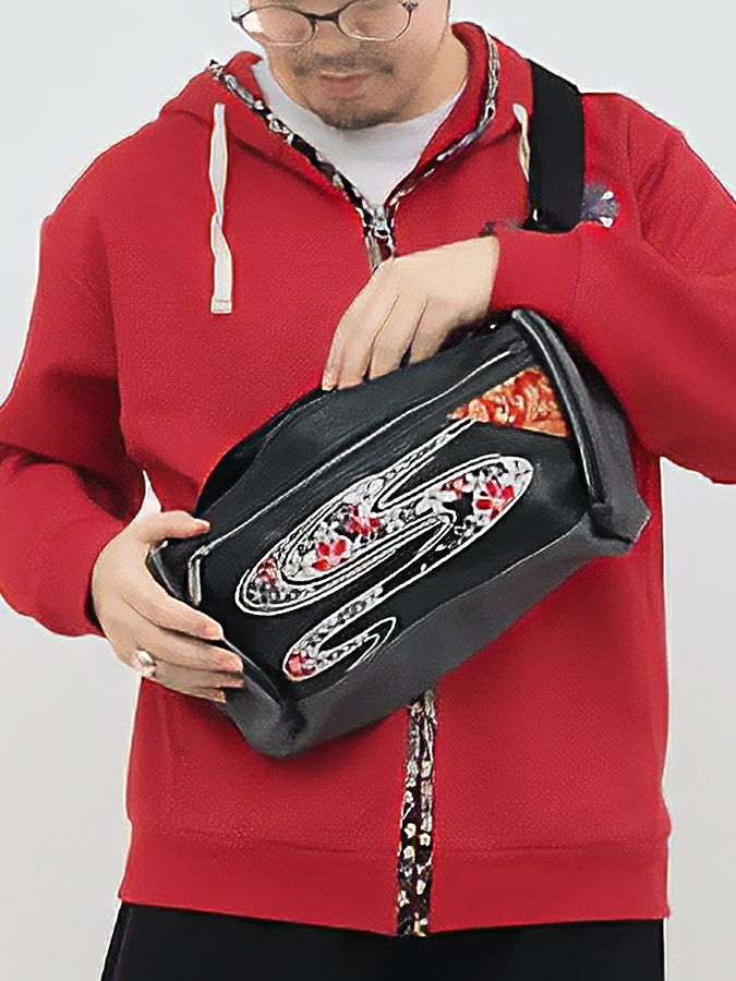 【雅結】桜流水刺繍入り横型ボディバッグ