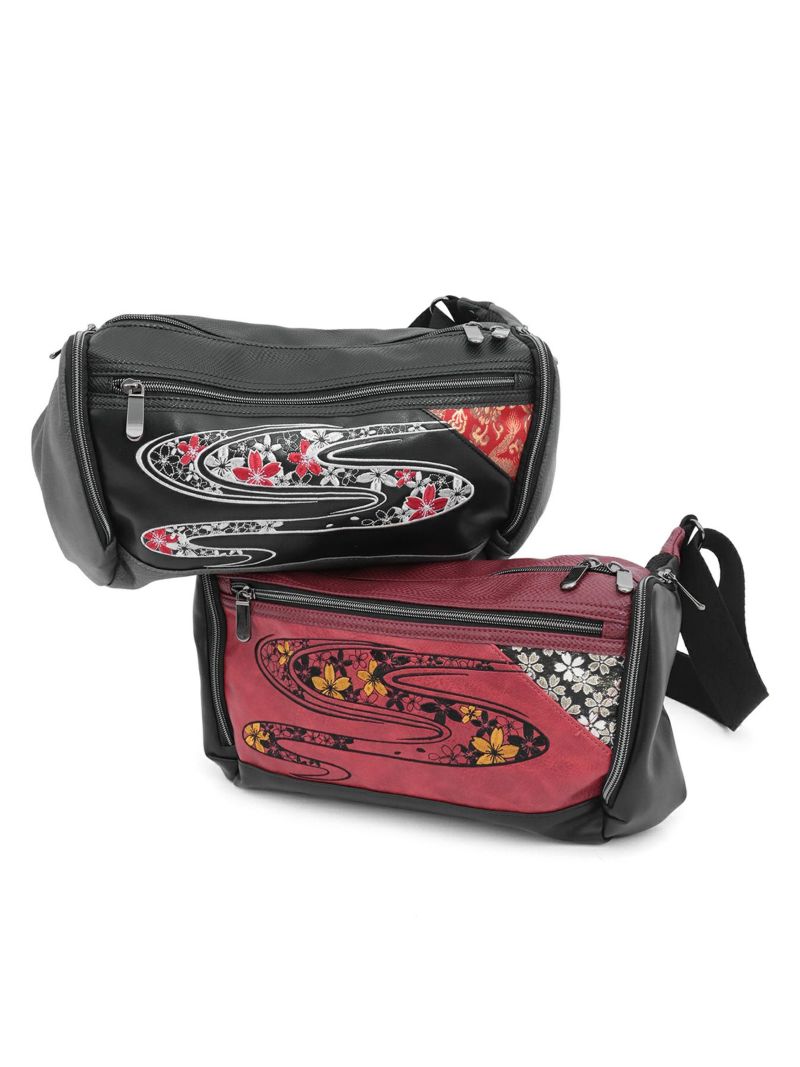 【雅結】桜流水刺繍入り横型ボディバッグ