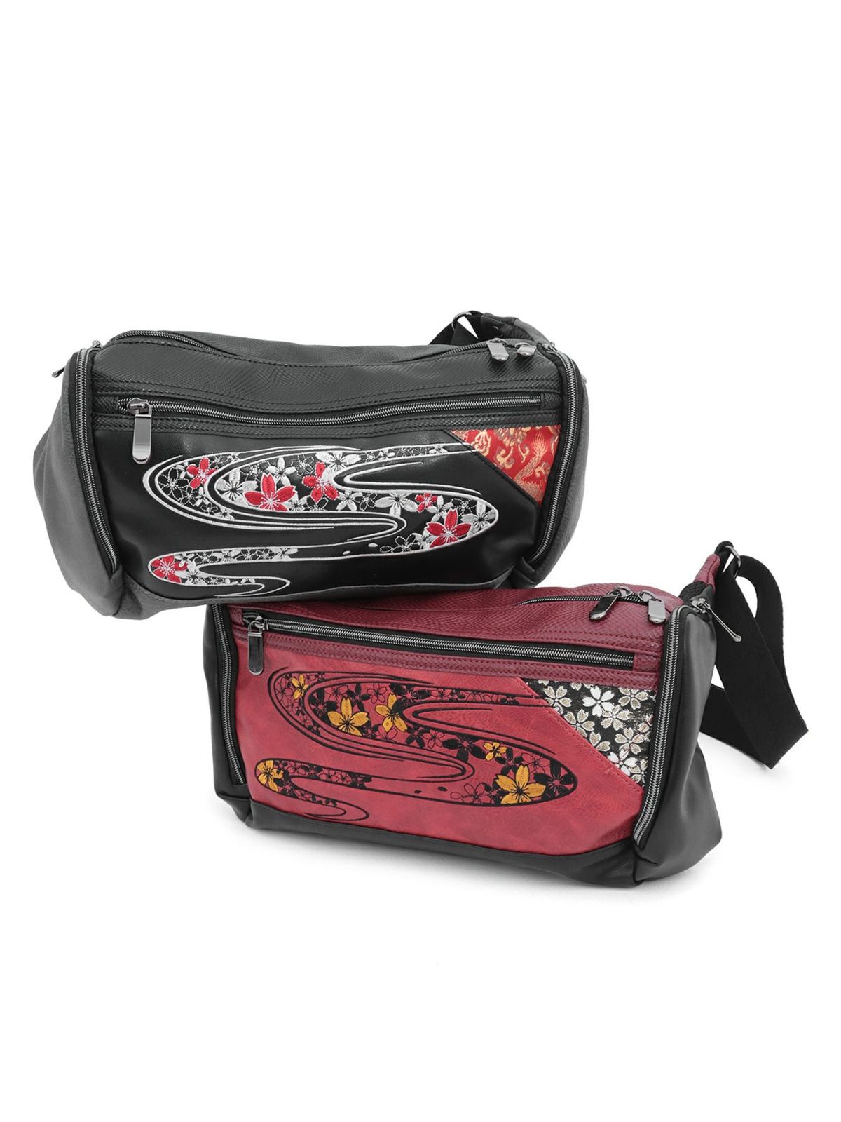 【雅結】桜流水刺繍入り横型ボディバッグ