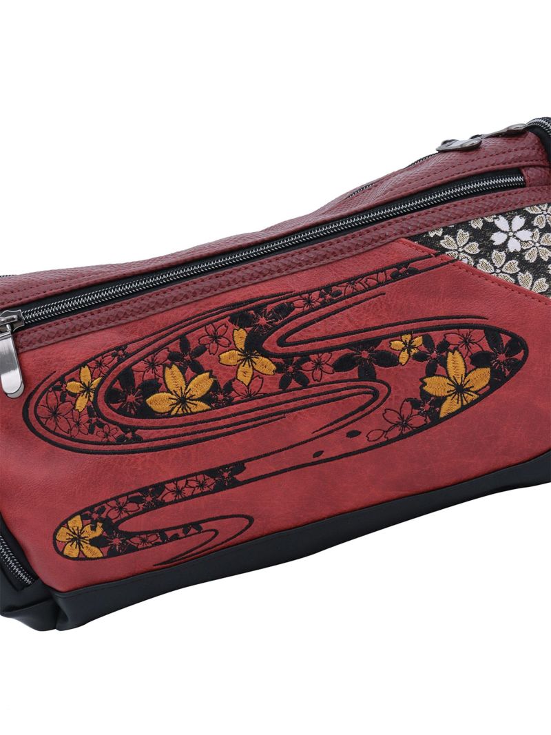 【雅結】桜流水刺繍入り横型ボディバッグ