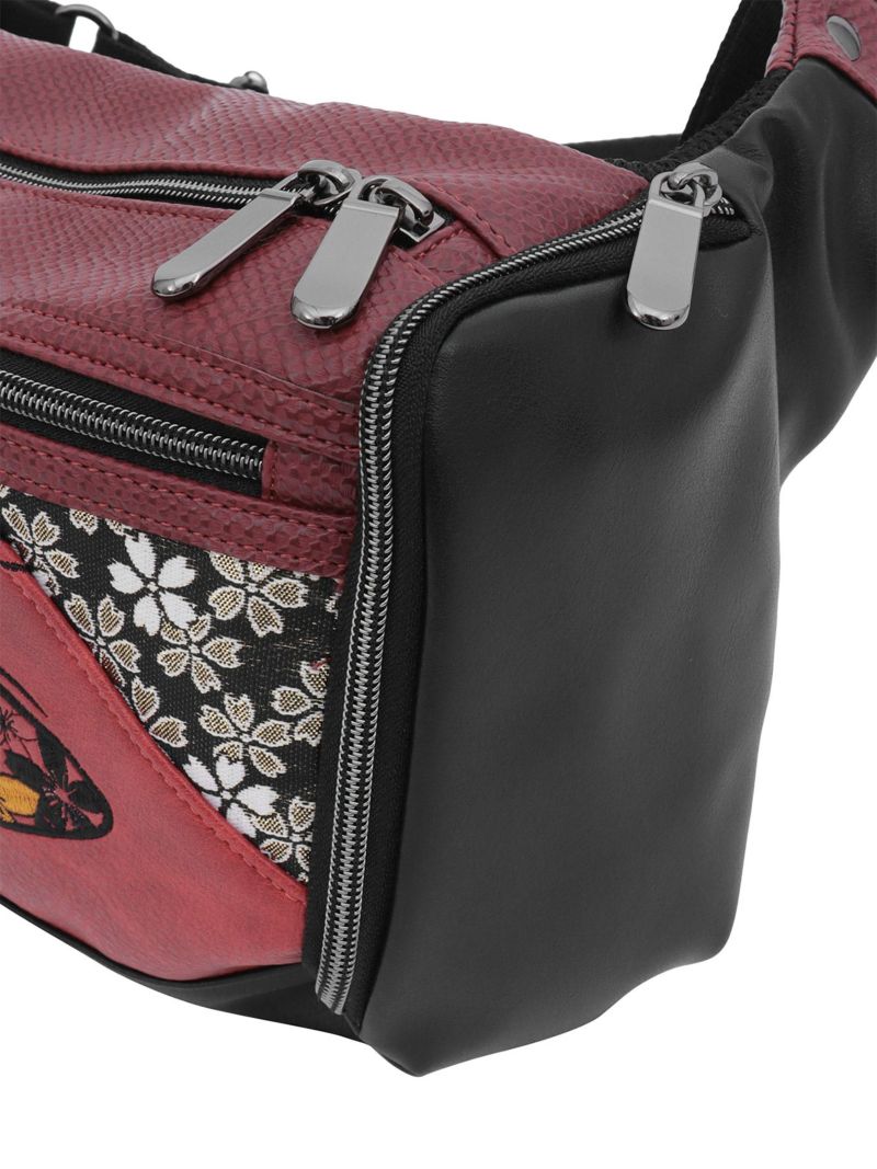 【雅結】桜流水刺繍入り横型ボディバッグ