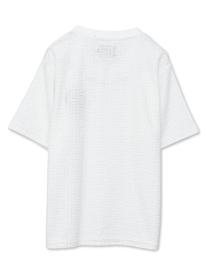 【DAZZLE】 ジャガード総柄パイル素材VネックTシャツ
