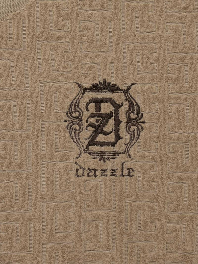【DAZZLE】 ジャガード総柄パイル素材VネックTシャツ