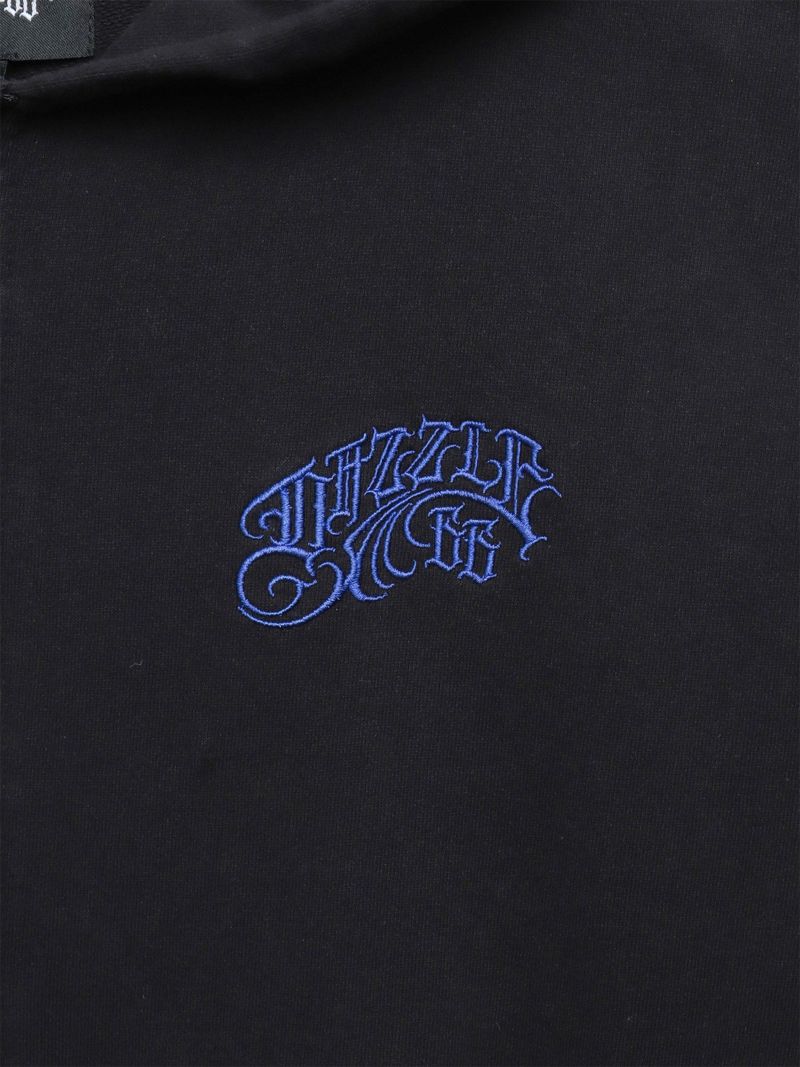 【DAZZLE】ピグメント加工ワンポイント刺繍入り半袖ZIPパーカー