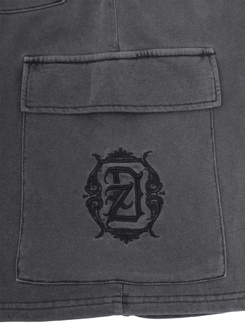 【DAZZLE】ピグメント加工ワンポイント刺繍入りスウェットカーゴショーツ