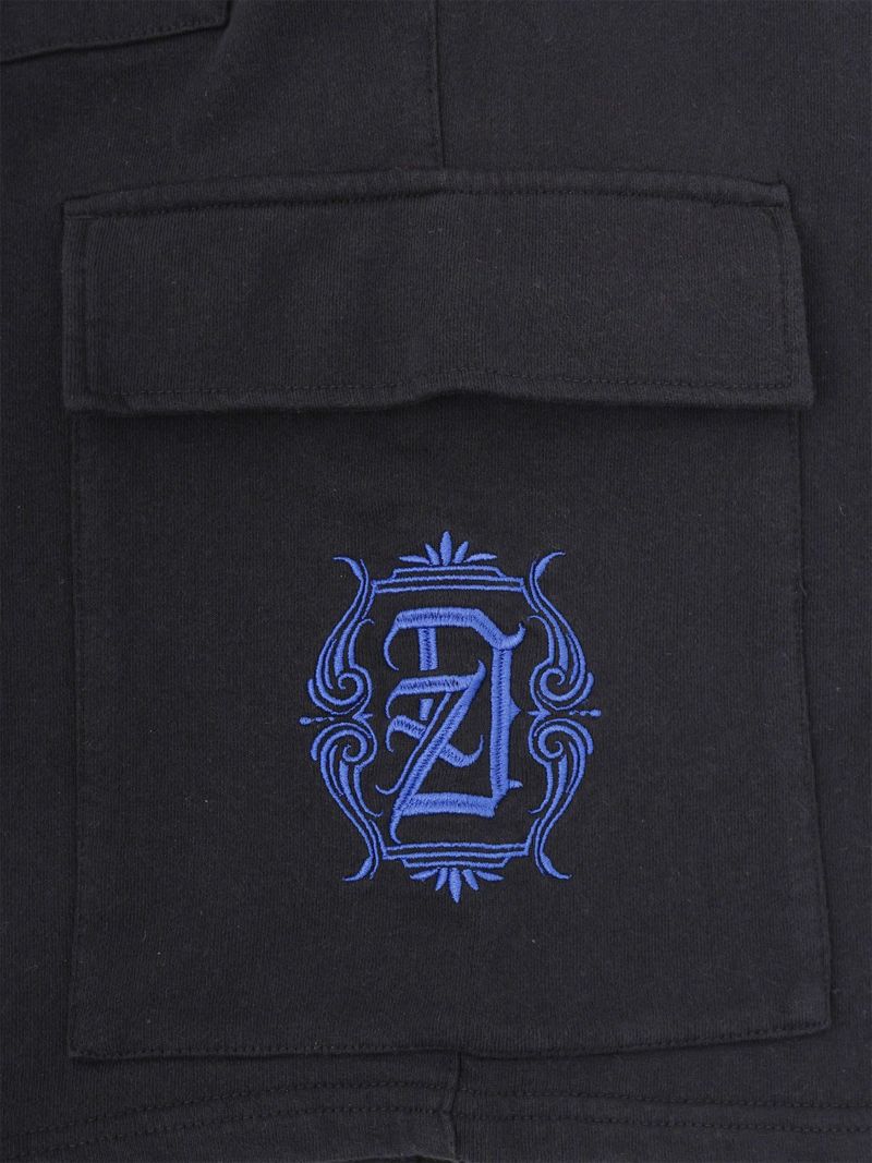 【DAZZLE】ピグメント加工ワンポイント刺繍入りスウェットカーゴショーツ