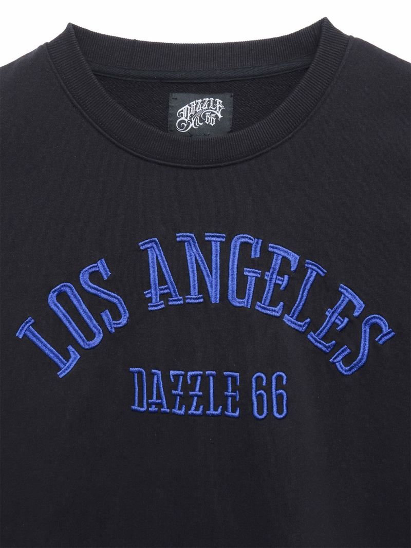【DAZZLE】ピグメント加工ロゴ刺繍 半袖トレーナー
