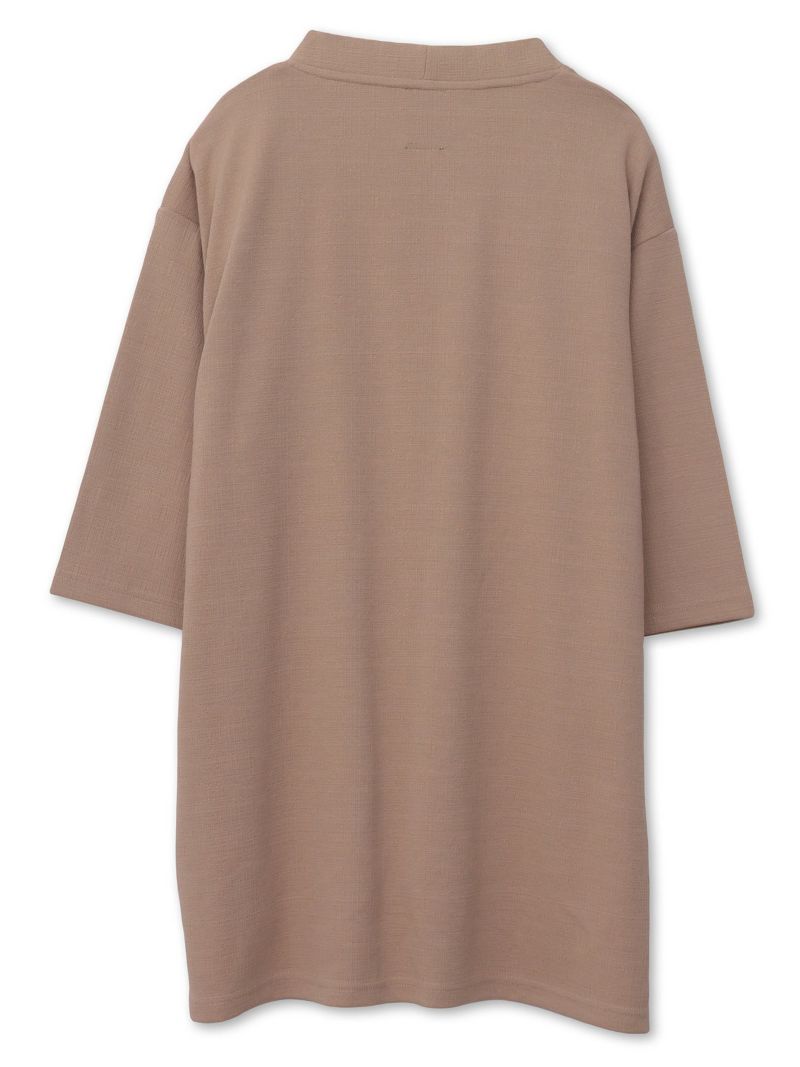 【雅結】蓮流水刺繍 6分袖カーディガン×ポケットTシャツ アンサンブル