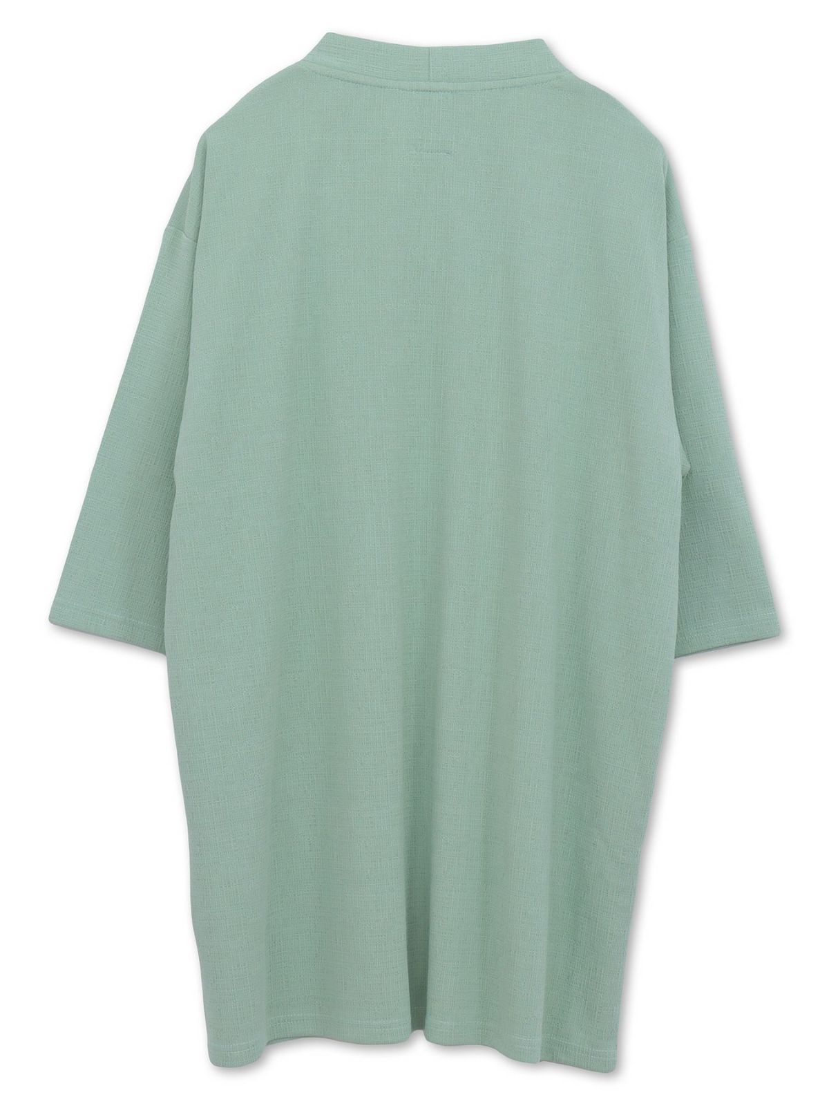 【雅結】蓮流水刺繍 6分袖カーディガン×ポケットTシャツ アンサンブル