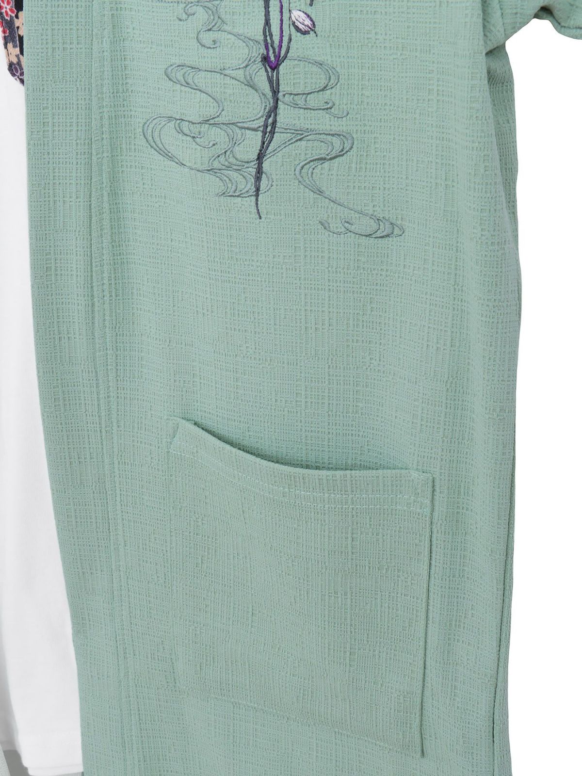 【雅結】蓮流水刺繍 6分袖カーディガン×ポケットTシャツ アンサンブル