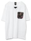 【雅結】蓮流水刺繍 6分袖カーディガン×ポケットTシャツ アンサンブル