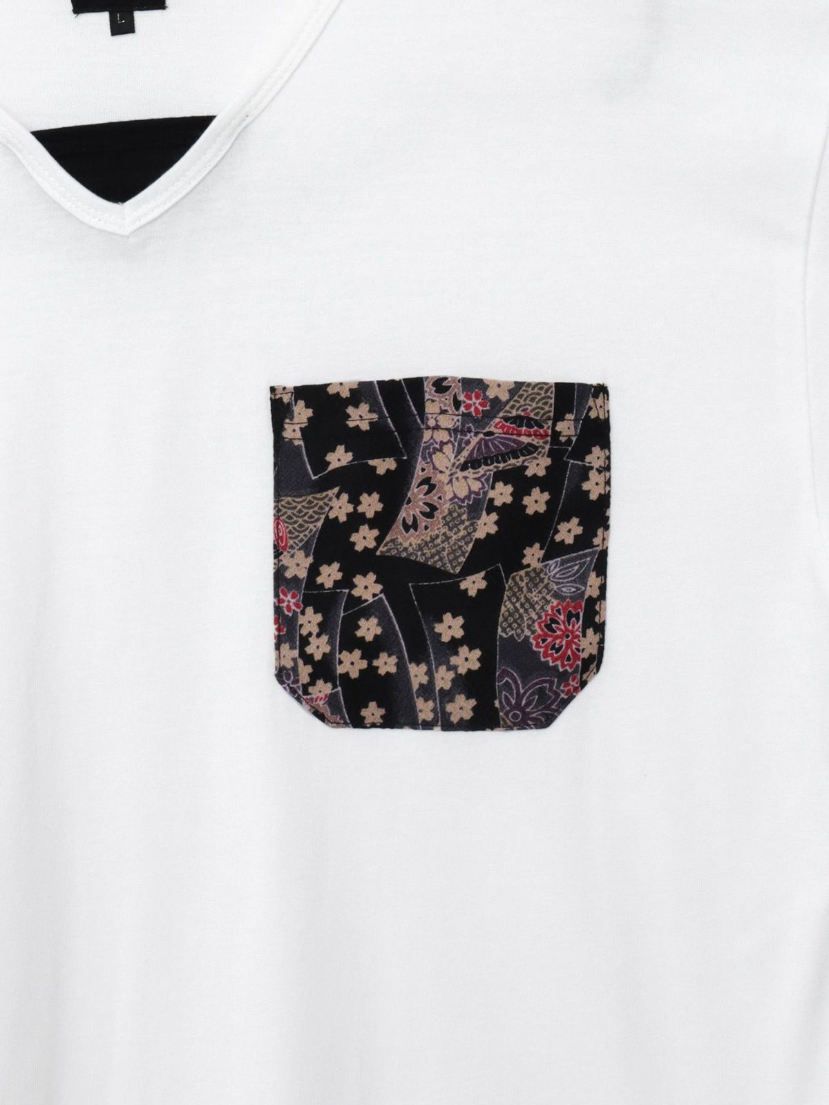 【雅結】蓮流水刺繍 6分袖カーディガン×ポケットTシャツ アンサンブル