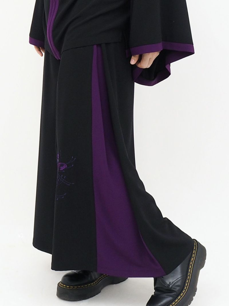 【雅結 -EN-】彼岸花刺繍 配色切替ハカマパンツ