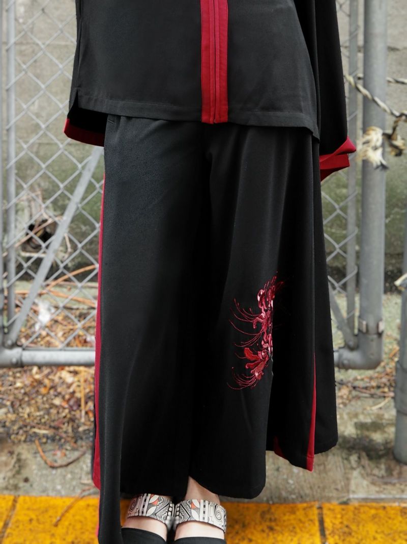 【雅結 -EN-】彼岸花刺繍 配色切替ハカマパンツ