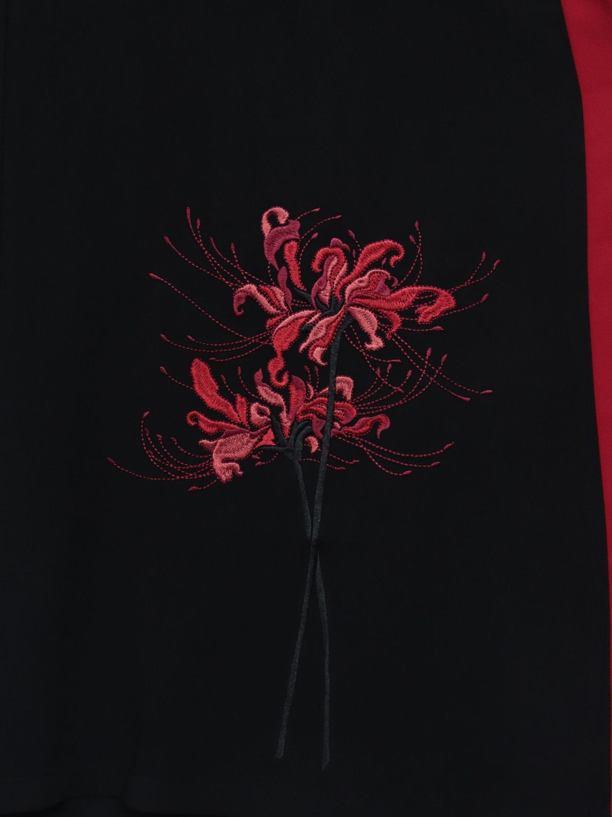 【雅結 -EN-】彼岸花刺繍 配色切替キモノスリーブZIPパーカー