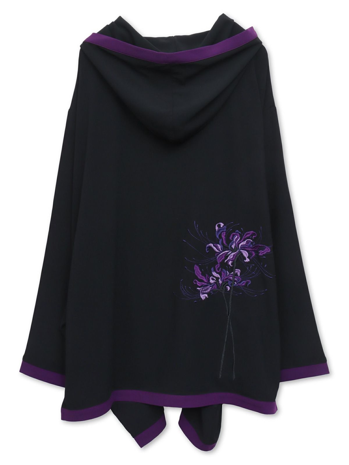 【雅結 -EN-】彼岸花刺繍 配色切替キモノスリーブZIPパーカー