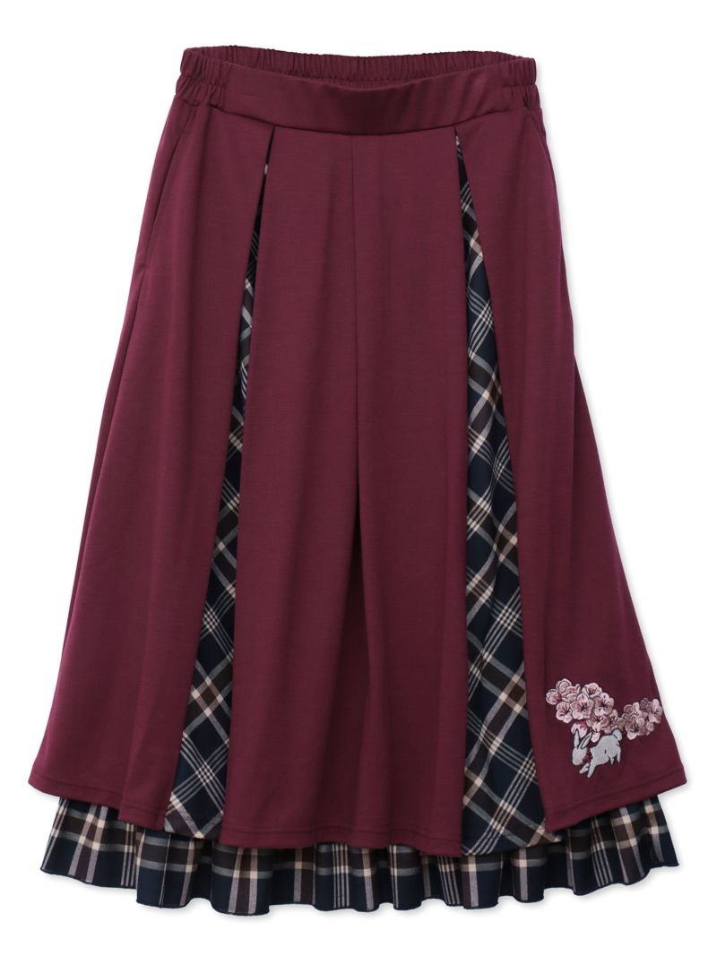 【雅結 -YuU-】“白ウサギと黒ネコ”チェック切替ロングスカート