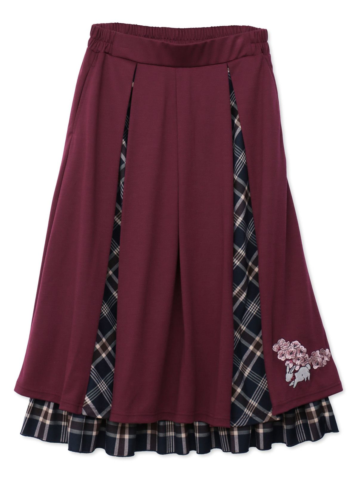 【雅結 -YuU-】“白ウサギと黒ネコ”チェック切替ロングスカート